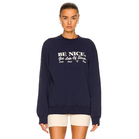 Sporty & Rich Embroidered Cotton Jersey Sweashirt in Yellow Be Nice Medium - Picture 2 of 7